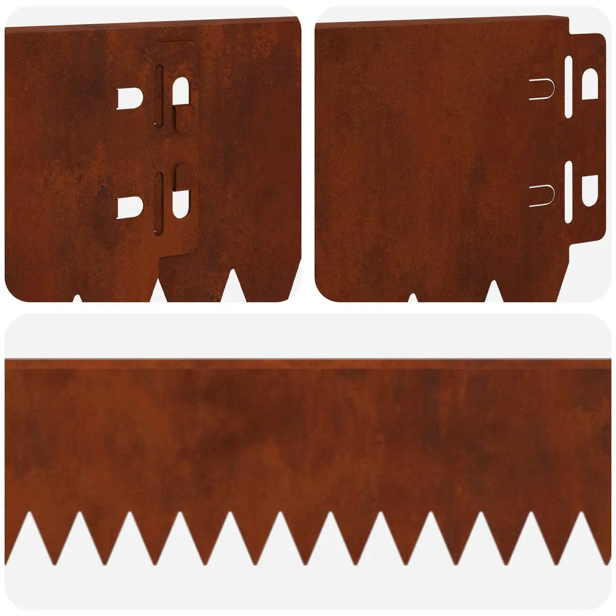 Garden Lawn Edging Steel Border Edge Bent Top 103x10cm Rusty Brown 10 Piece