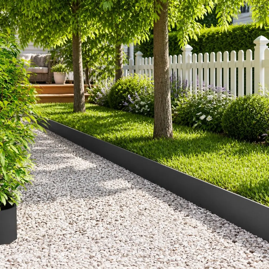 Garden Lawn Edge Steel Border Edging Bent Top 103x25cm Black 20 Piece