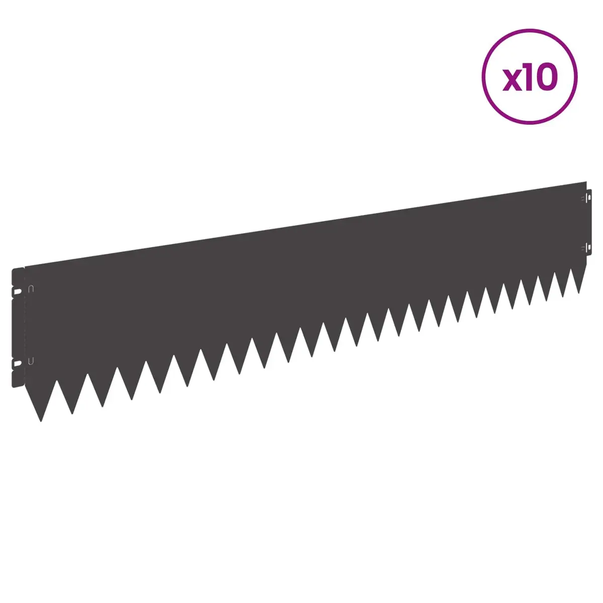 Steel Garden Edging Black Fold Top 103x20cm 10 Piece Set Landscape Border