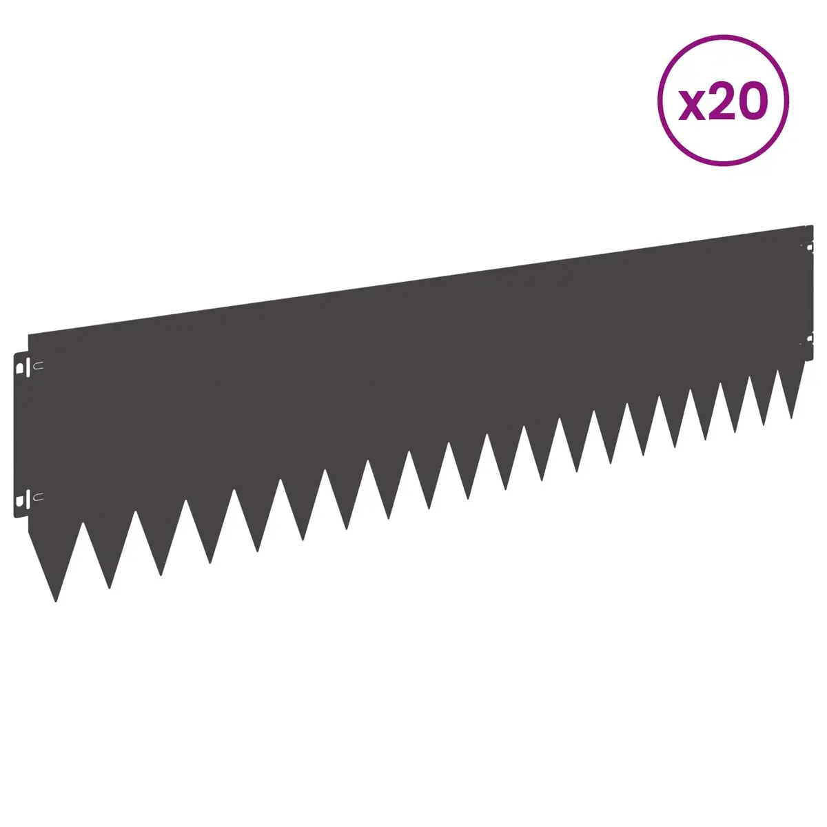 Garden Lawn Edging Steel Border Edge Top Fold 103x25cm Black