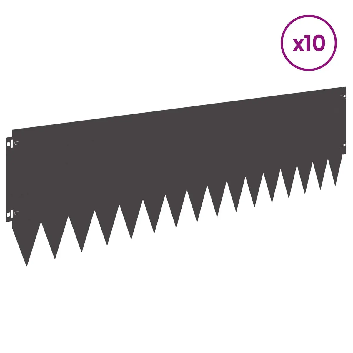 Lawn Edge Steel Black Top Fold 10 Piece 103x30cm Garden Border Edging