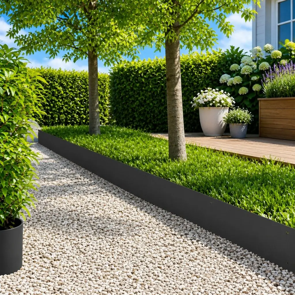 Steel Garden Edging with Top Fold Black 103x30cm 20 Piece