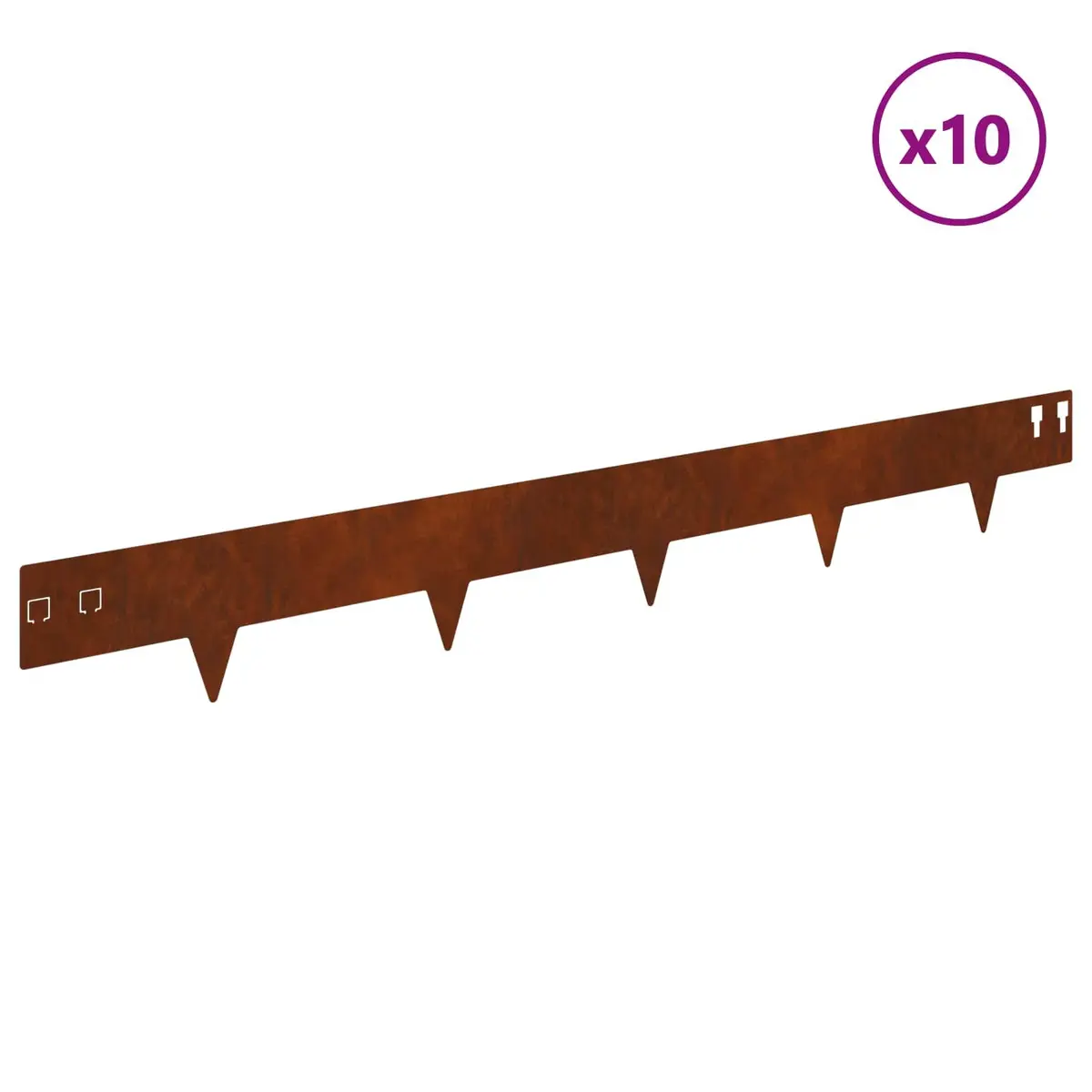 Steel Garden Lawn Edging Flexible Structure 100x12cm 10 Piece