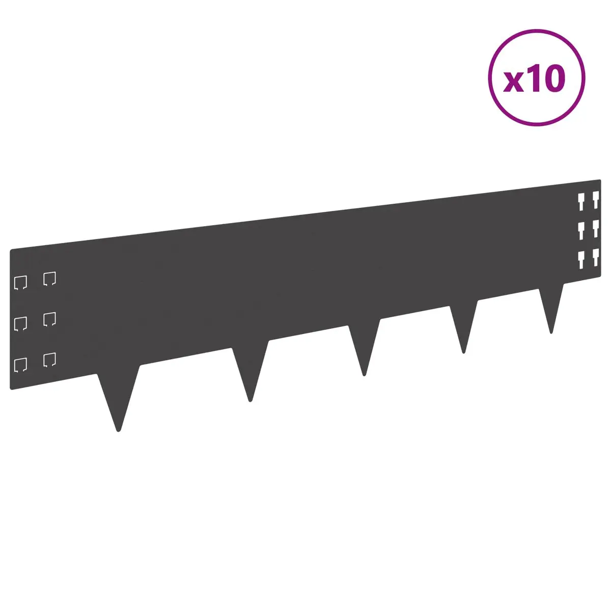 Garden Lawn Edging Flexible Steel Black 100x25cm 10 Piece