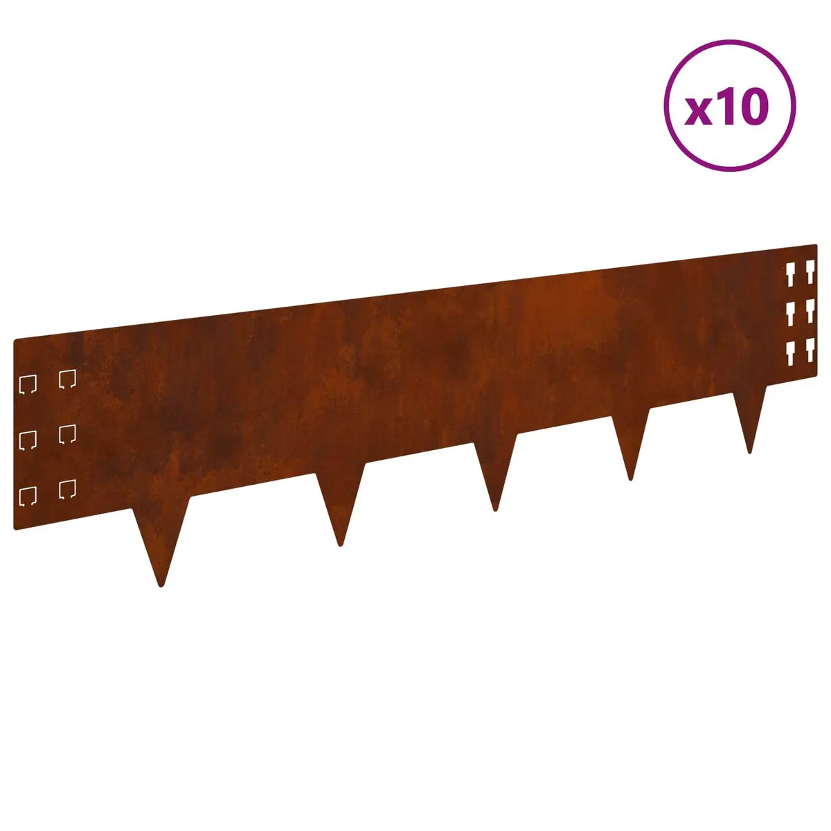 Garden Lawn Edging Flexible Steel Borders 100 x 25 cm Rusty Brown 10 Piece