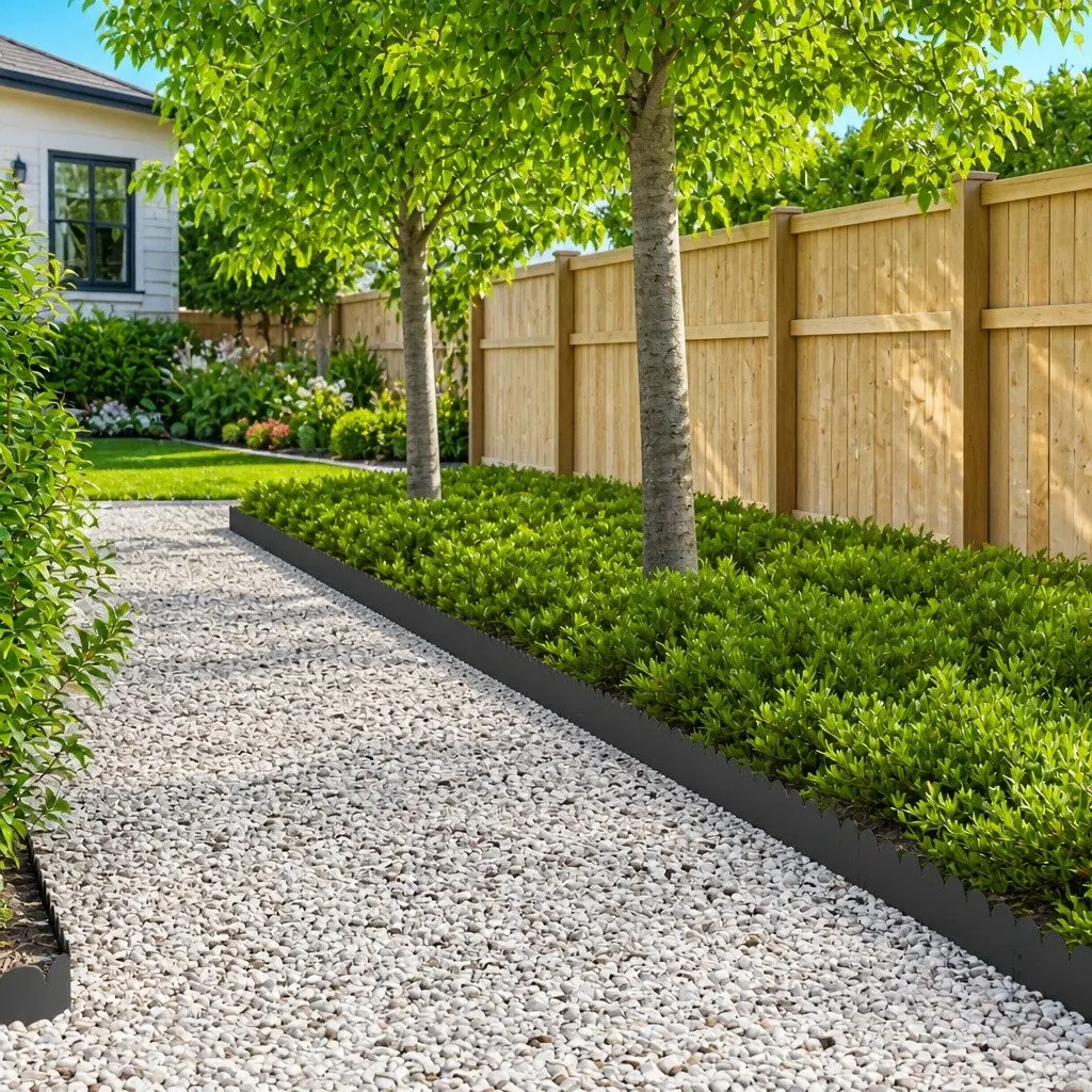 Garden Lawn Edging Steel Border 103x15cm Black