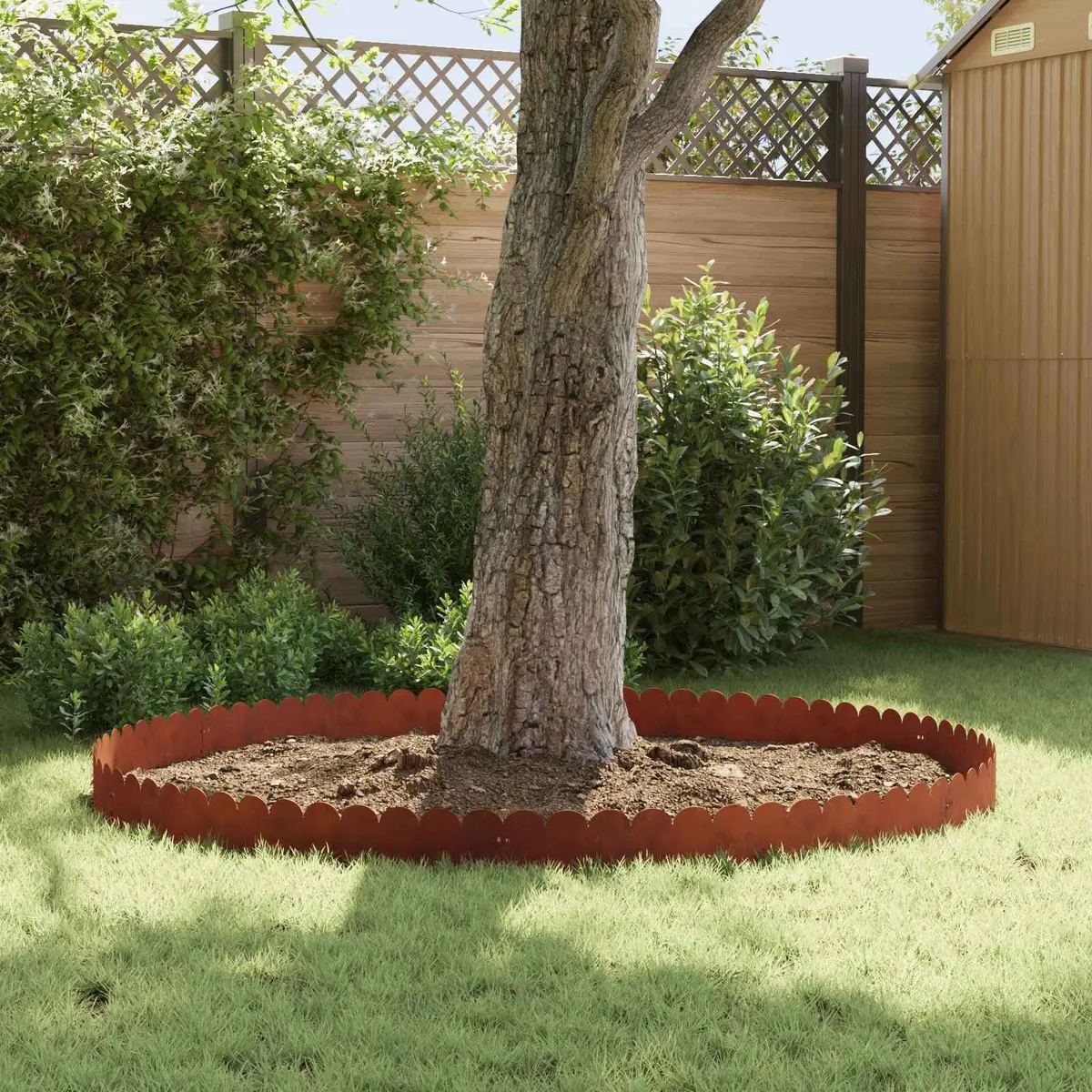 Steel Garden Lawn Edging Sharp and Round Top 103x20cm 20 Piece Rusty