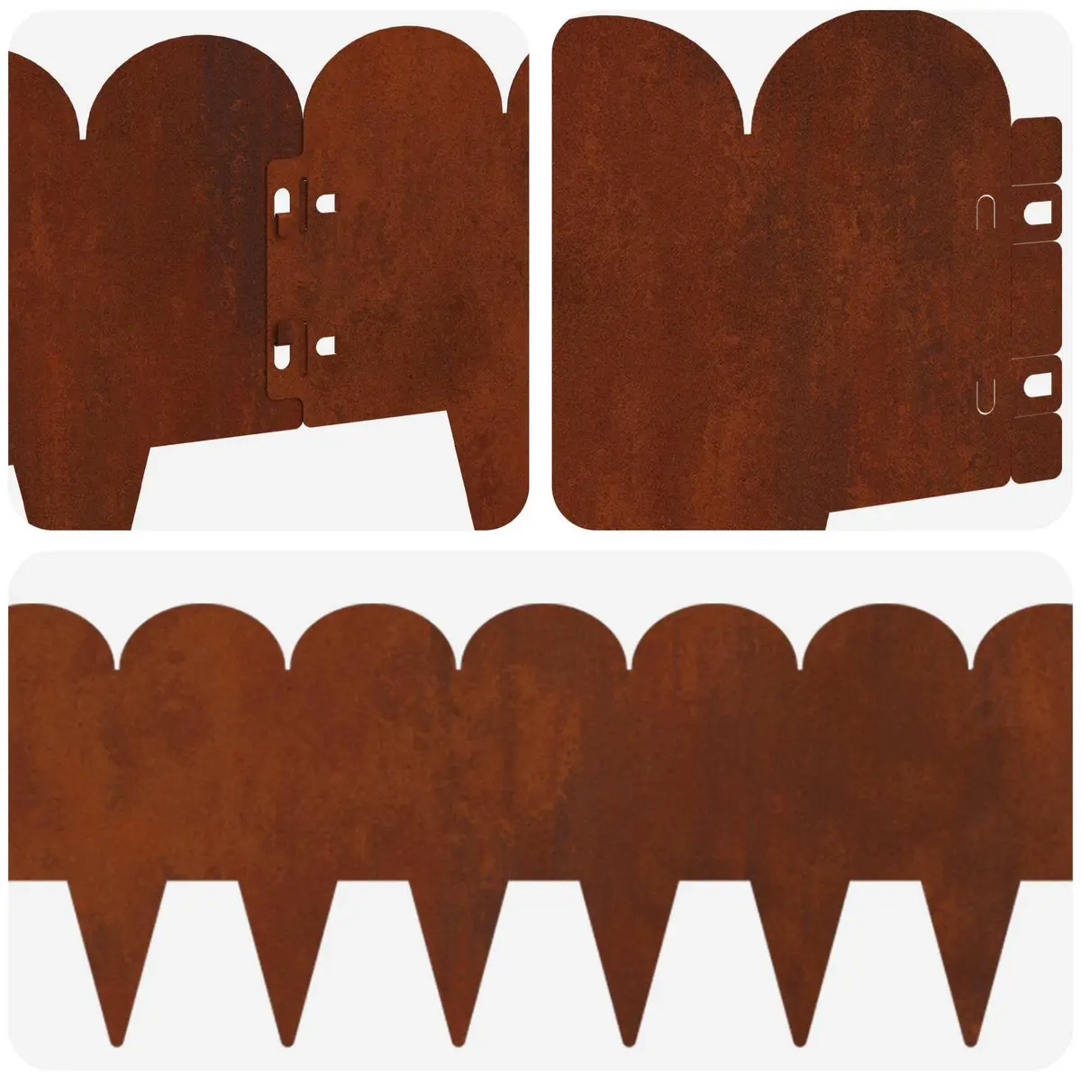 Steel Garden Lawn Edging Sharp and Round Top 103x20cm 20 Piece Rusty
