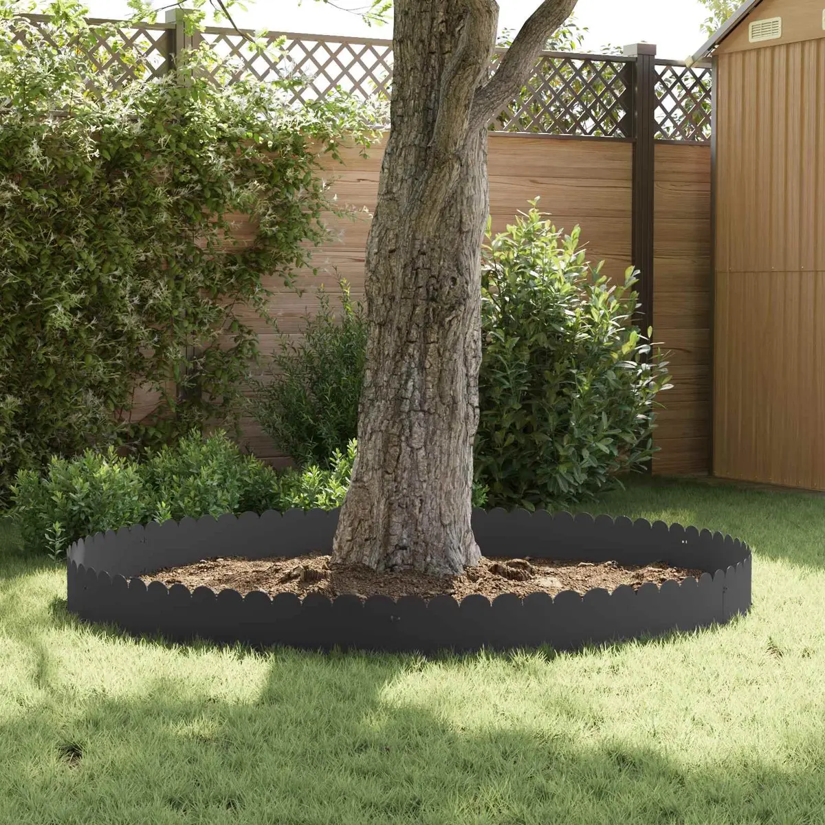 Steel Lawn Edging Sharp and Round Top Black 103x25cm 20 Piece