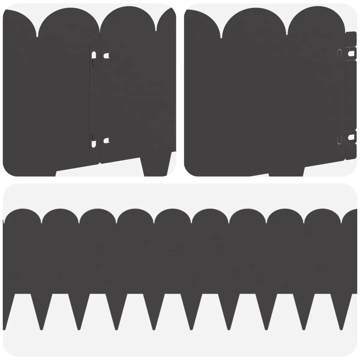 Steel Lawn Edging Sharp and Round Top Black 103x25cm 20 Piece