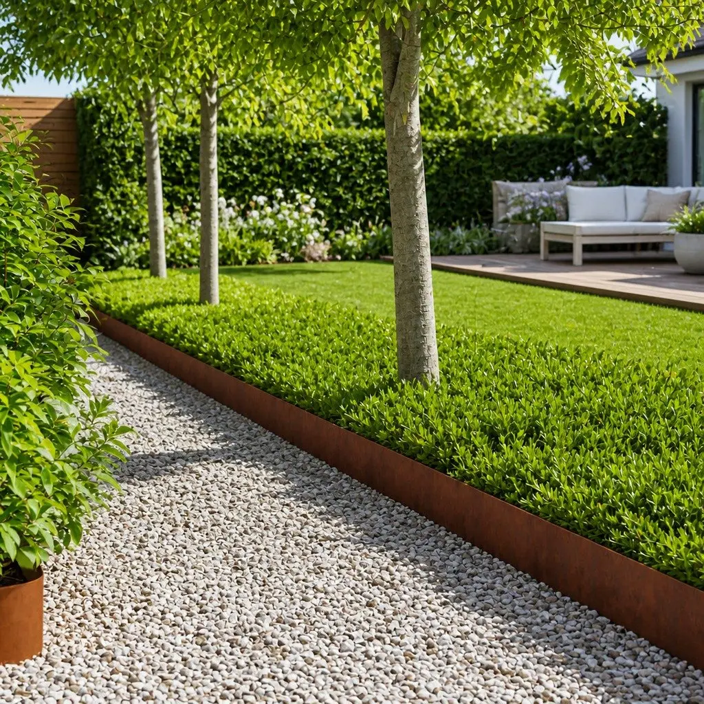 Flexible Steel Landscape Edging 10 Piece Rusty Garden Borders for Curved and Straight Designs