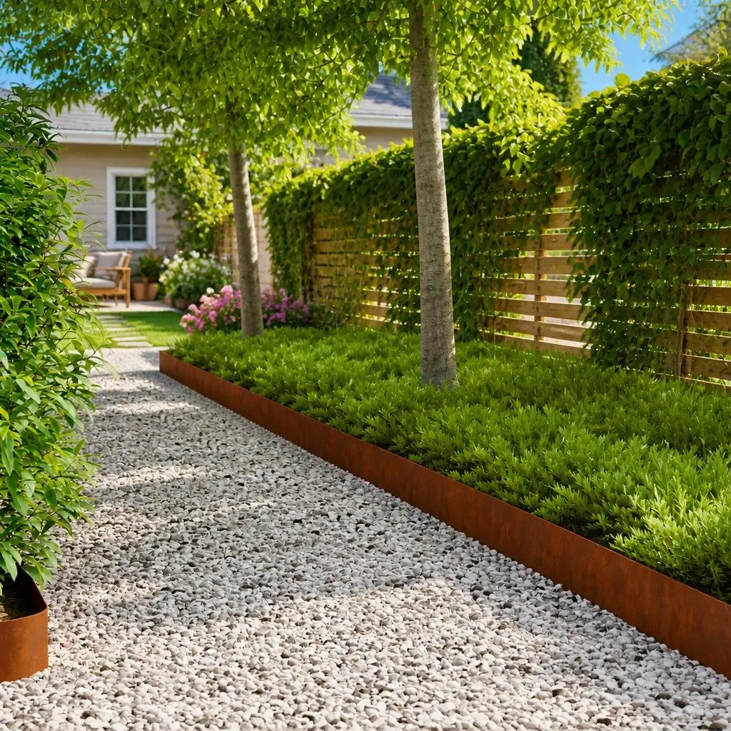 Garden Lawn Edging Steel Rusty Border Top Fold 100x12cm