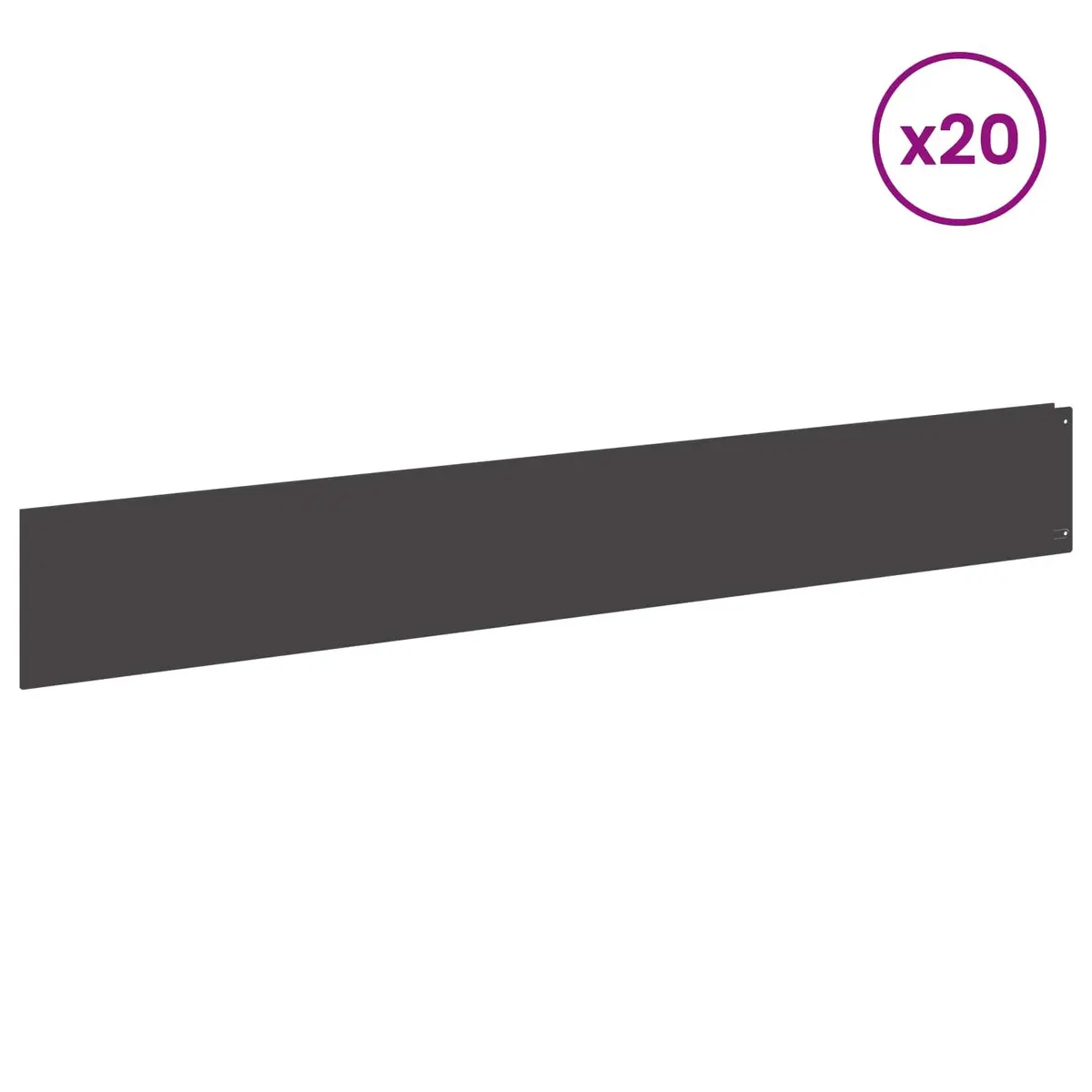 Steel Lawn Edge with Top Fold 100x15cm Black 20 Piece