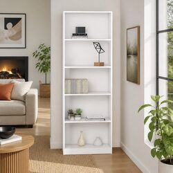 Attractive 5-Tier White Book Cabinet for Your Collection