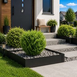 Garden Lawn Edging Steel 4 Pieces 60x60x20cm Black Landscape Border Pathway