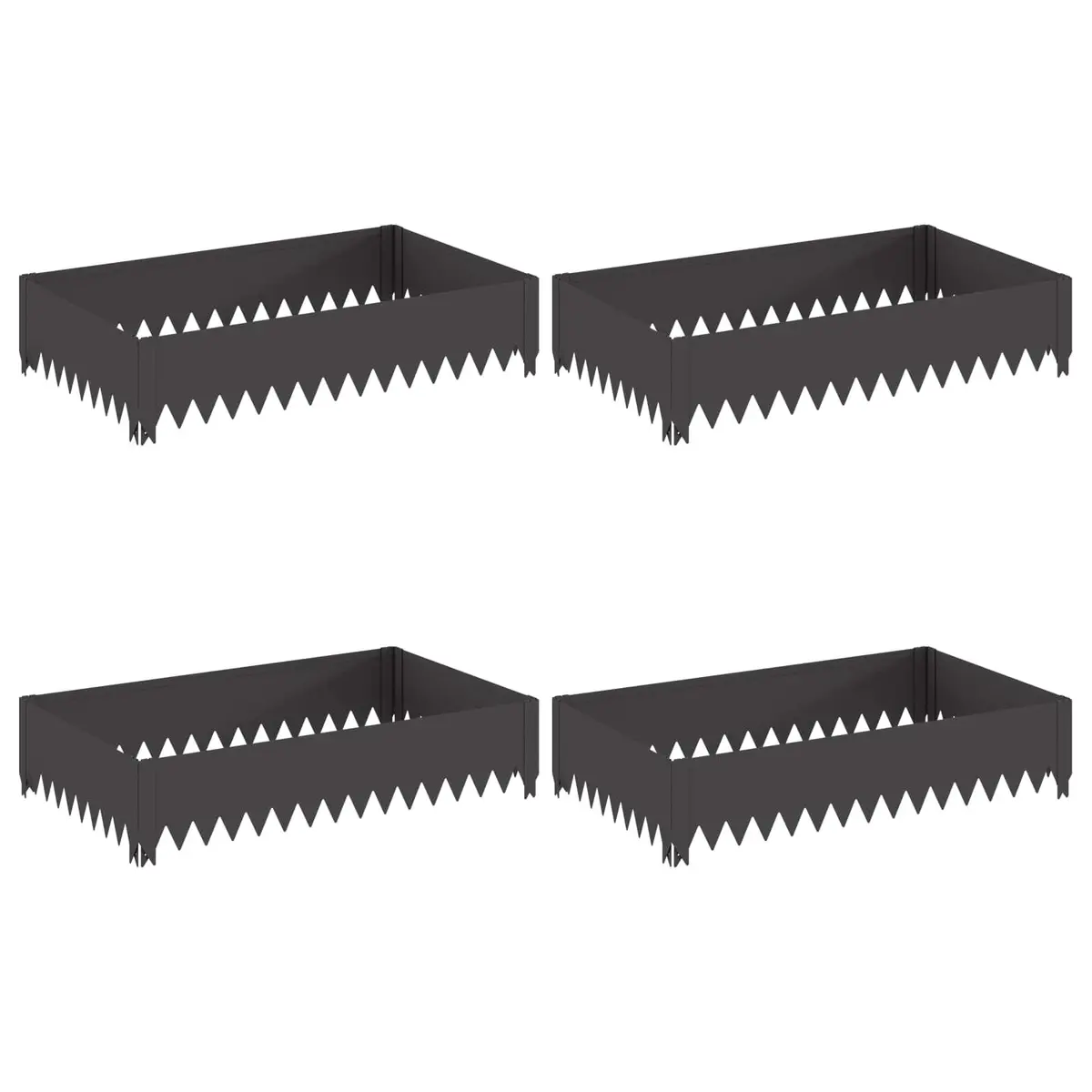 Garden Lawn Edging Border Steel Black 100x60x20cm 4 Pieces
