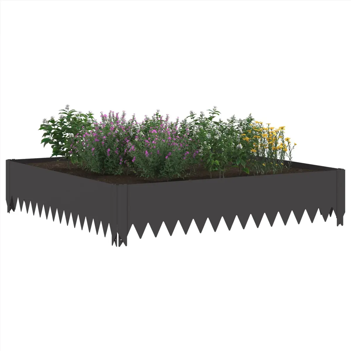 Steel Strip Garden Edging Border Black 100x100x20cm Durable Landscape Barrier