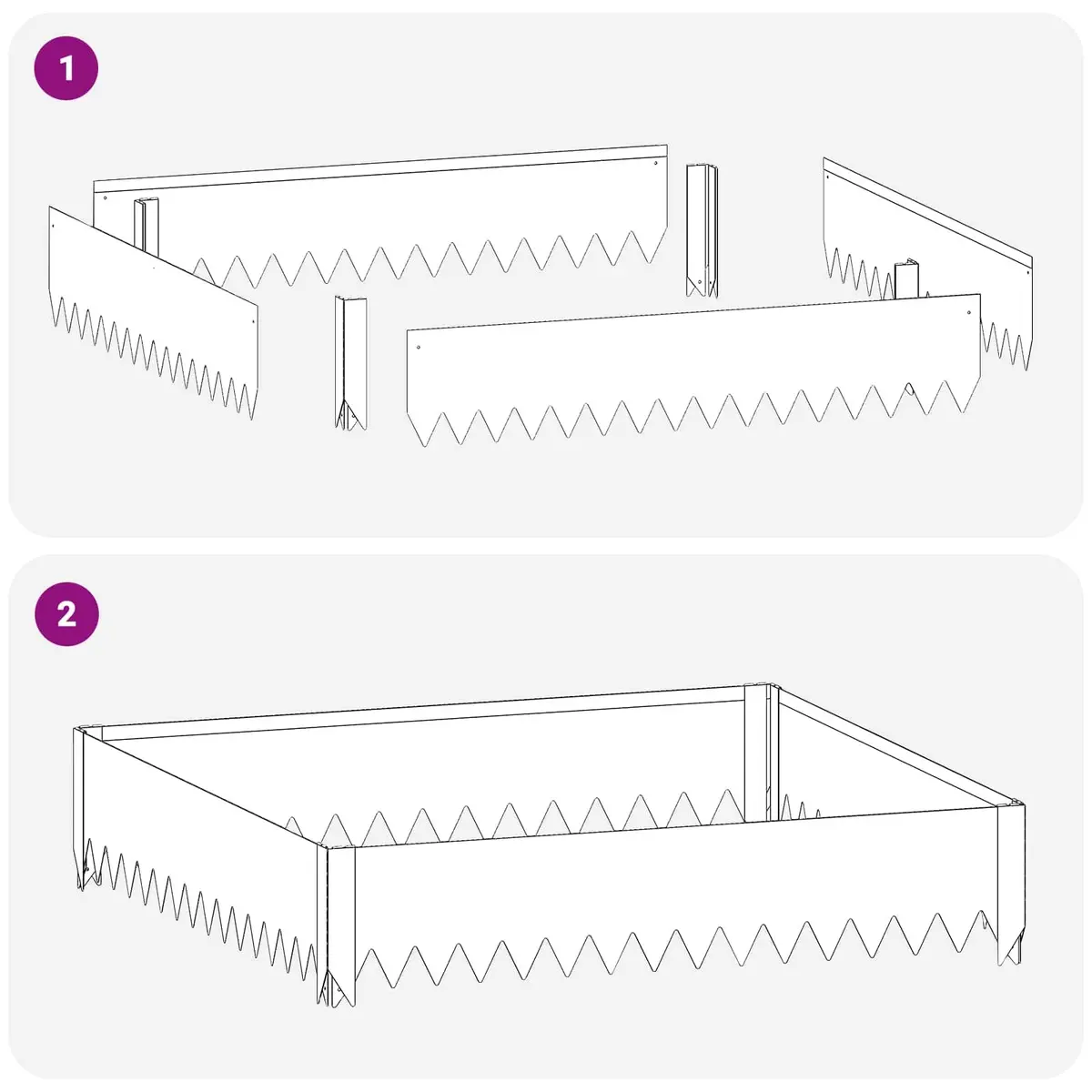 Steel Strip Garden Edging Border Black 100x100x20cm Durable Landscape Barrier