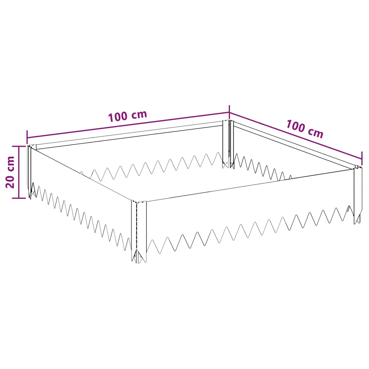 Steel Strip Garden Edging Border Black 100x100x20cm Durable Landscape Barrier