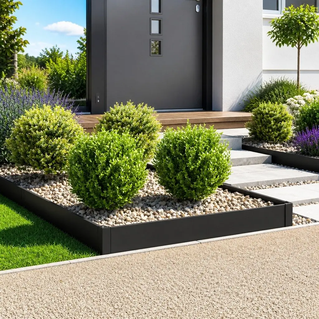 Garden Border Edging Steel Powder-Coated Black 4 Pieces