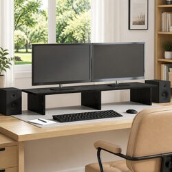 Friendly Black Engineered Wood Monitor Stand