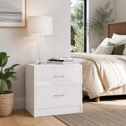 Friendly 2-Drawer White Bedside Nightstand