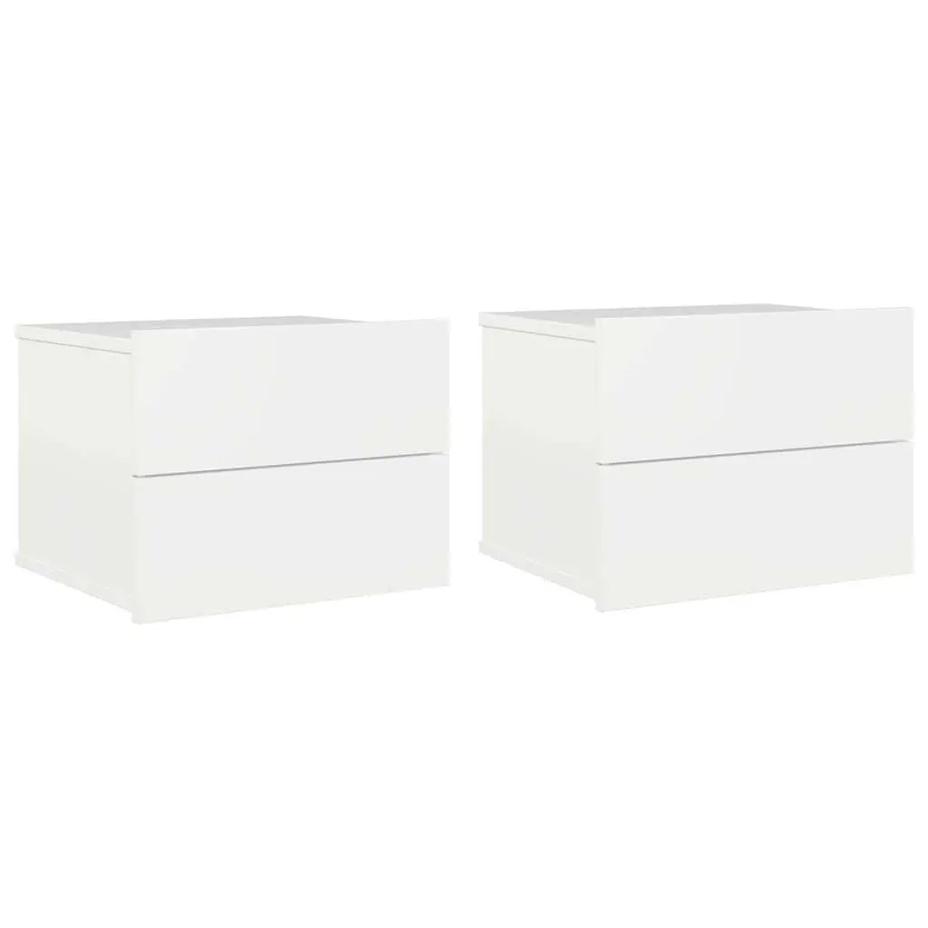 Bedside Cabinets High Gloss White 40x30x30 cm Set of 2 Nightstand Storage Drawers