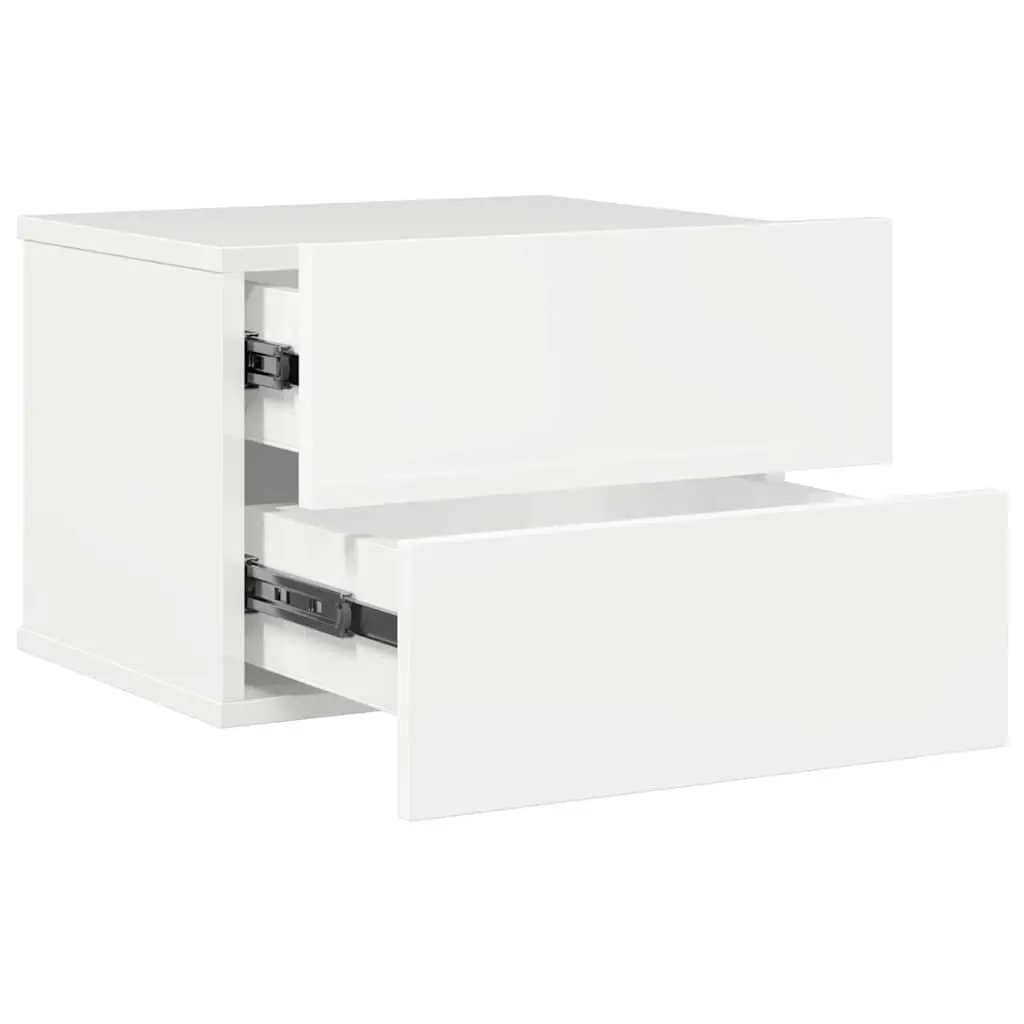 Bedside Cabinets High Gloss White 40x30x30 cm Set of 2 Nightstand Storage Drawers