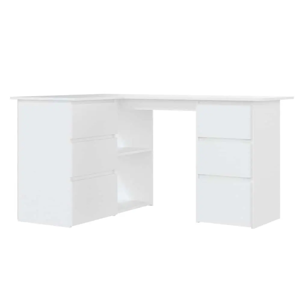 Corner Desk White Engineered Wood 145cm W x 100cm D x 76cm H