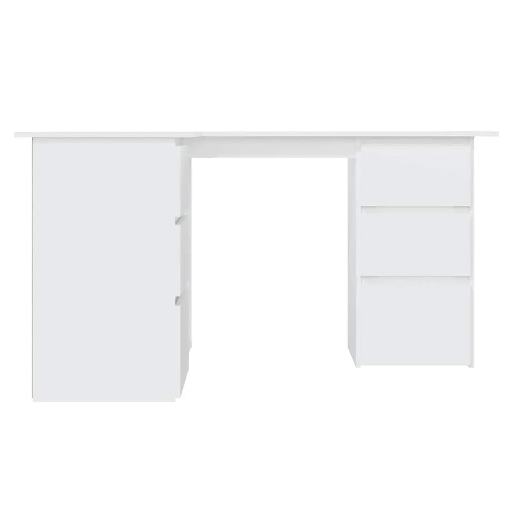 Corner Desk White Engineered Wood 145cm W x 100cm D x 76cm H
