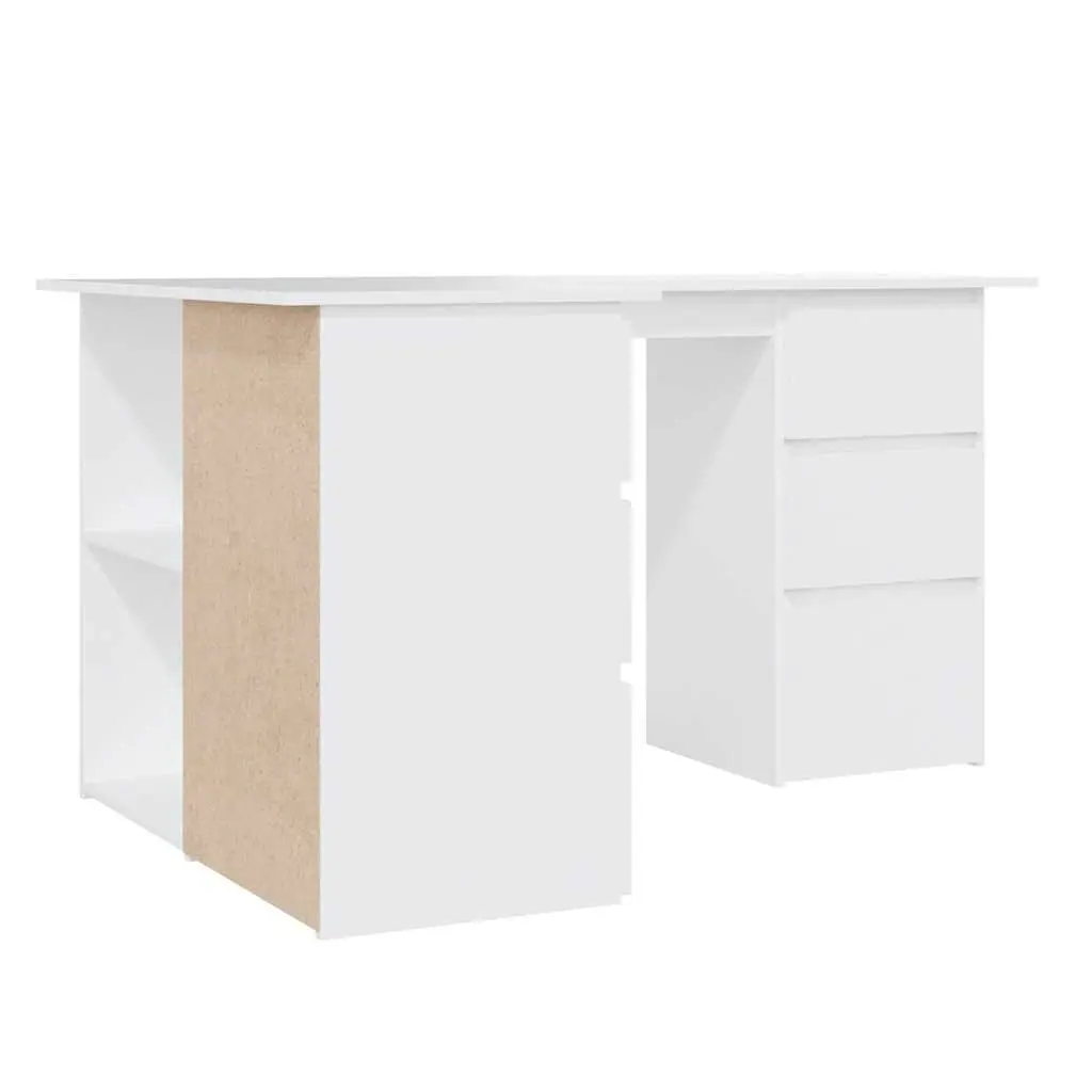 Corner Desk White Engineered Wood 145cm W x 100cm D x 76cm H