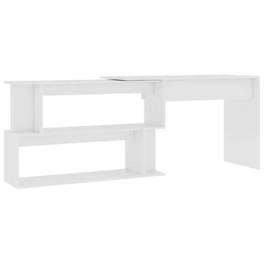 Corner Desk Engineered Wood White Rotating Workstation 200x50x76cm