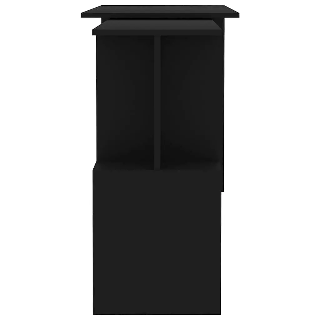 Corner Desk Rotatable Black Office Workstation Study Table Modern Storage