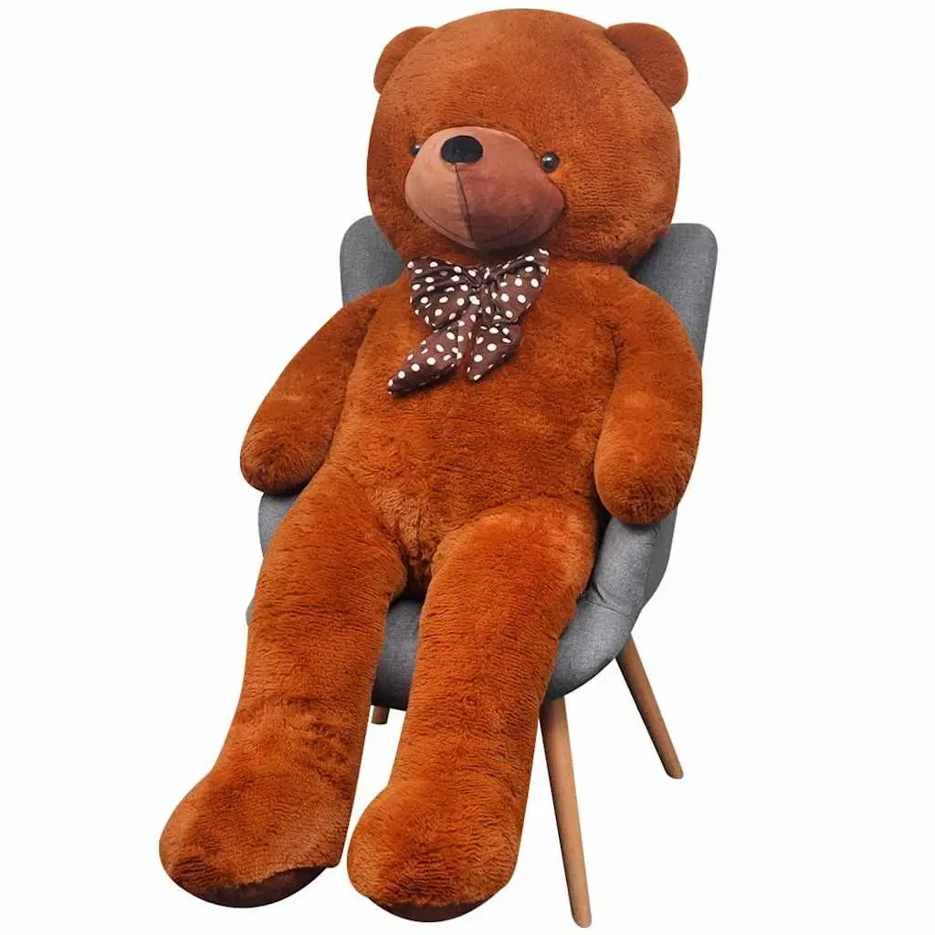 Soft Plush Teddy Bear Brown 160cm Cuddly Toy for Kids and Adults with Bow Tie