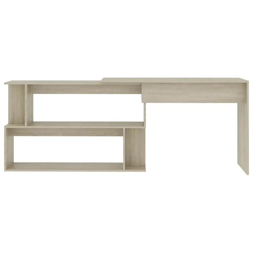 Corner Desk Rotatable Design Home Office Workstation Brown Engineered Wood Table