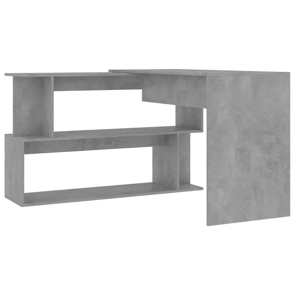 Corner Desk Grey Engineered Wood Rotatable Office Workstation Storage