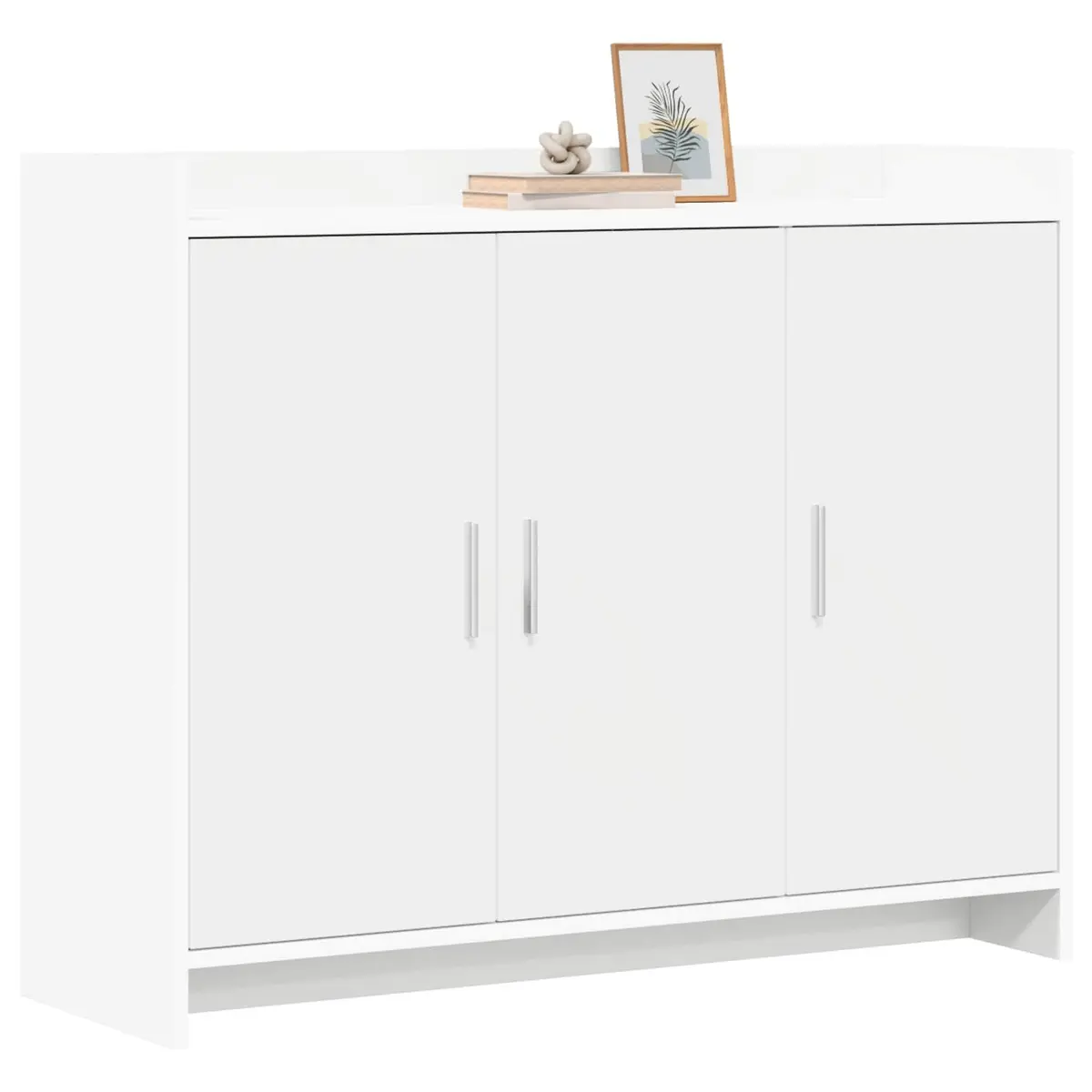 Sideboard White Engineered Wood 98.5 x 33 x 80 cm Storage Cabinet