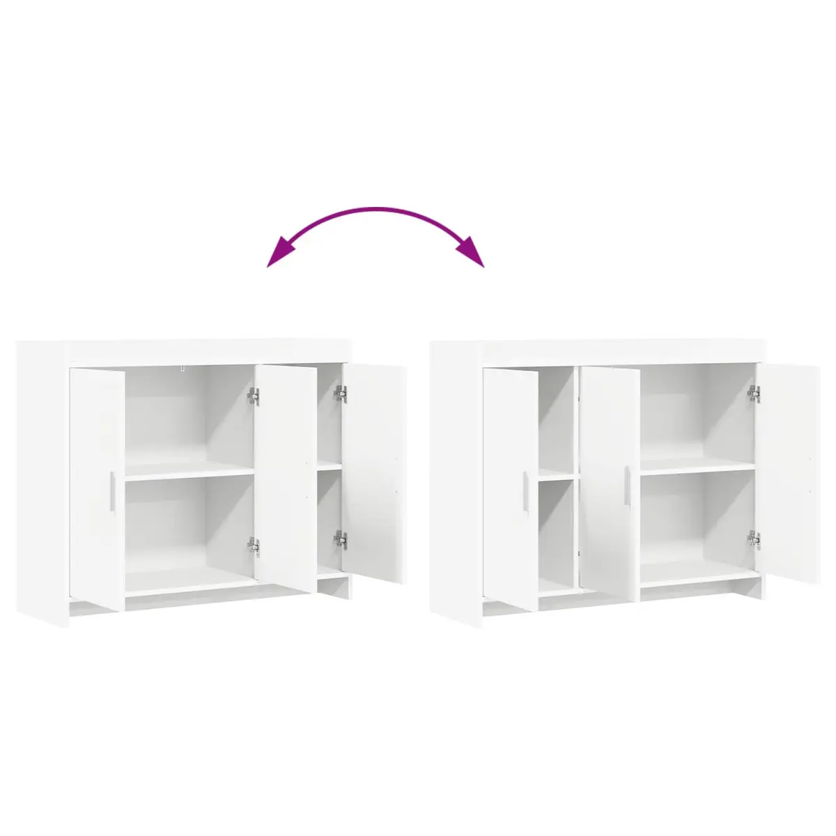 Sideboard White Engineered Wood 98.5 x 33 x 80 cm Storage Cabinet