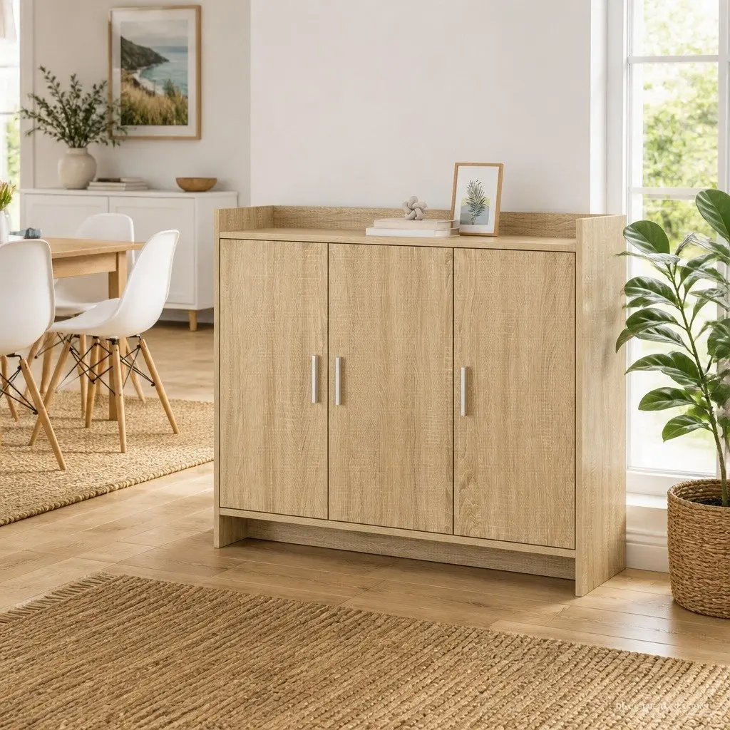 Brown Engineered Wood Sideboard for Storage