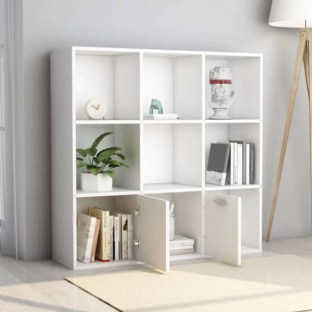 Book Cabinet White Open Shelving Unit 98x30x98 cm