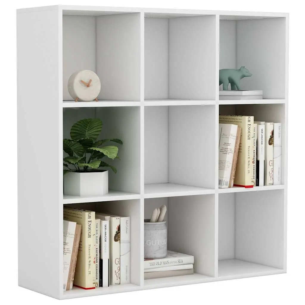 White Book Cabinet 9 Compartments Storage Shelving Unit Standing Bookcase
