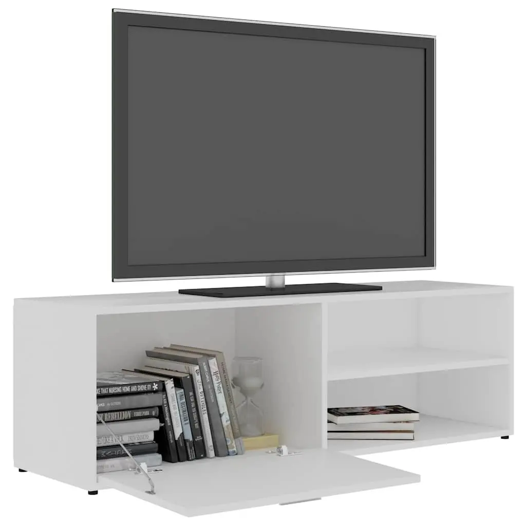 TV Cabinet Modern White Engineered Wood Media Storage Unit 120 x 34 x 37 cm