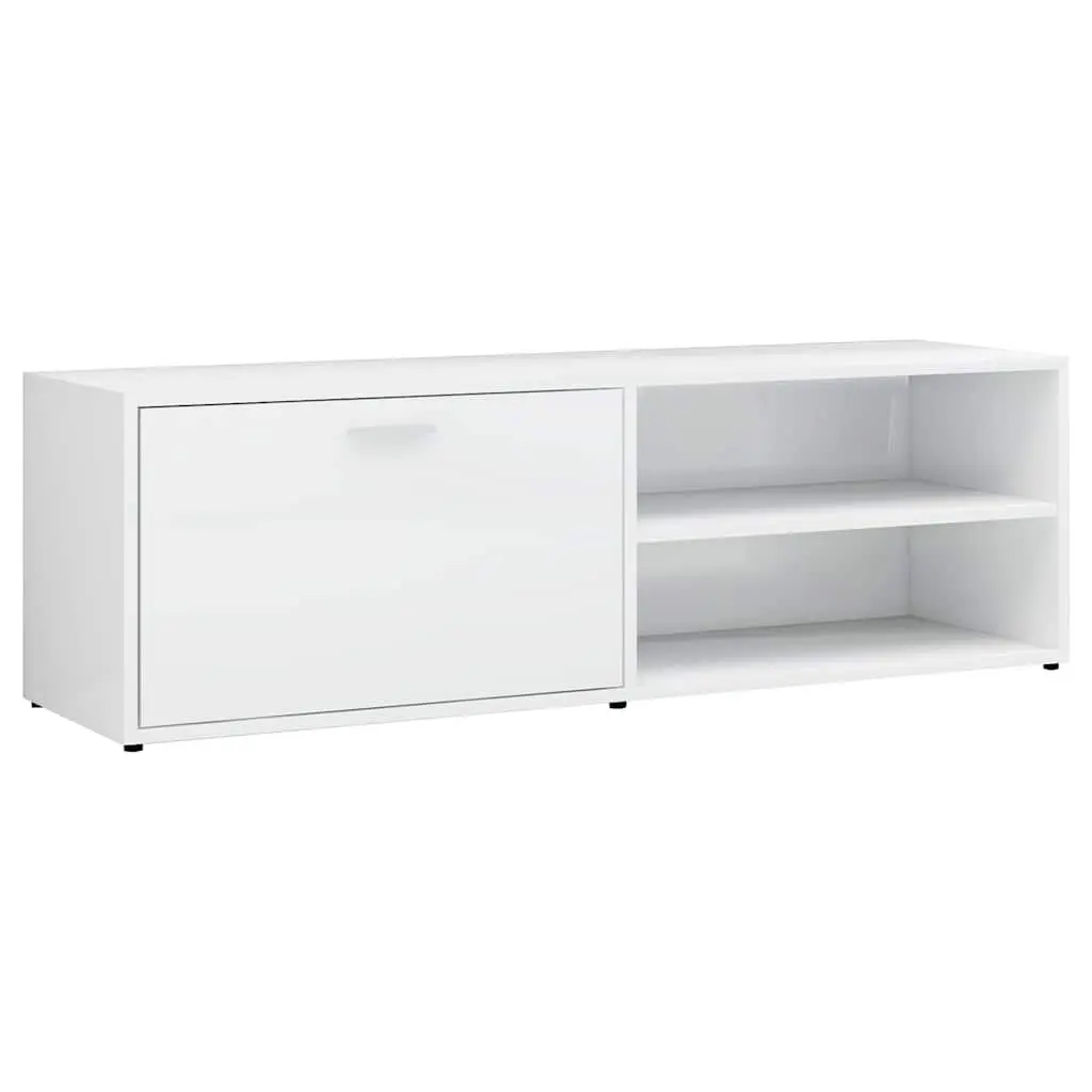 TV Cabinet High Gloss White Engineered Wood 120 x 34 x 37 cm