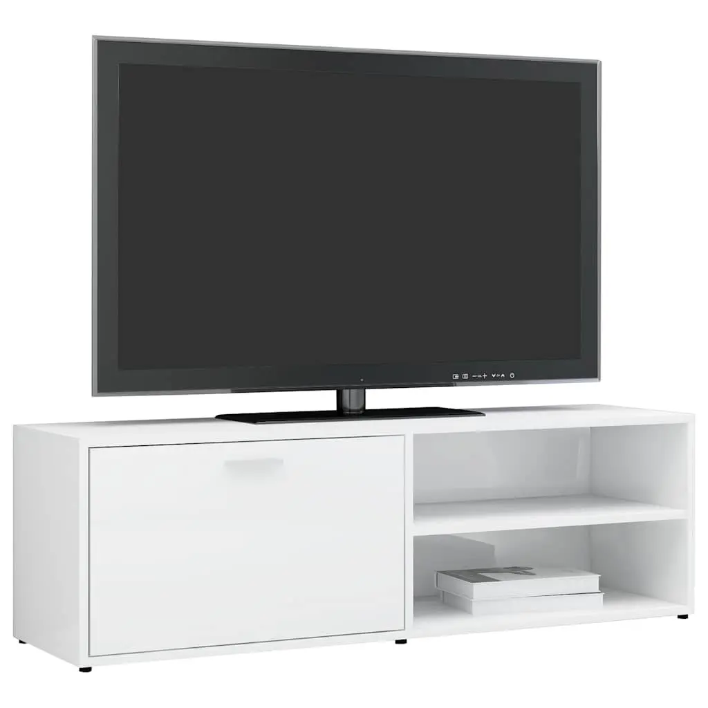 TV Cabinet High Gloss White Engineered Wood 120 x 34 x 37 cm