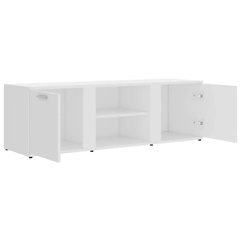 TV Cabinet White 120x34x37 cm with 2 Doors and 2 Open Compartments