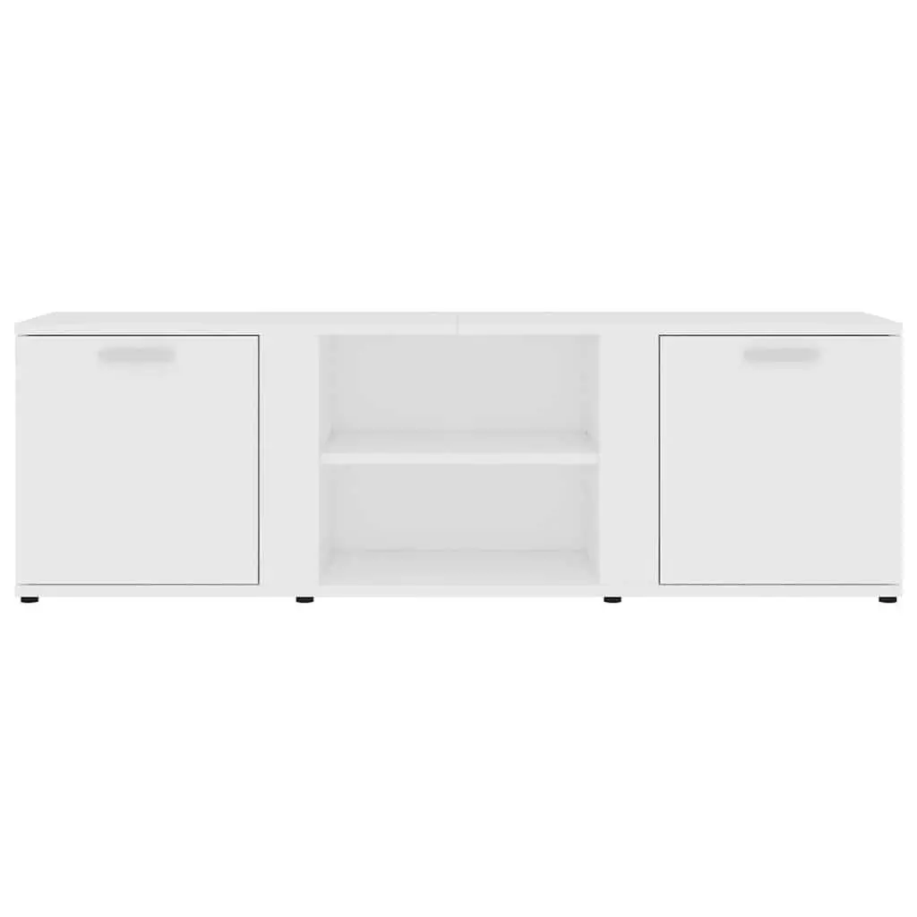 TV Cabinet White 120x34x37 cm with 2 Doors and 2 Open Compartments