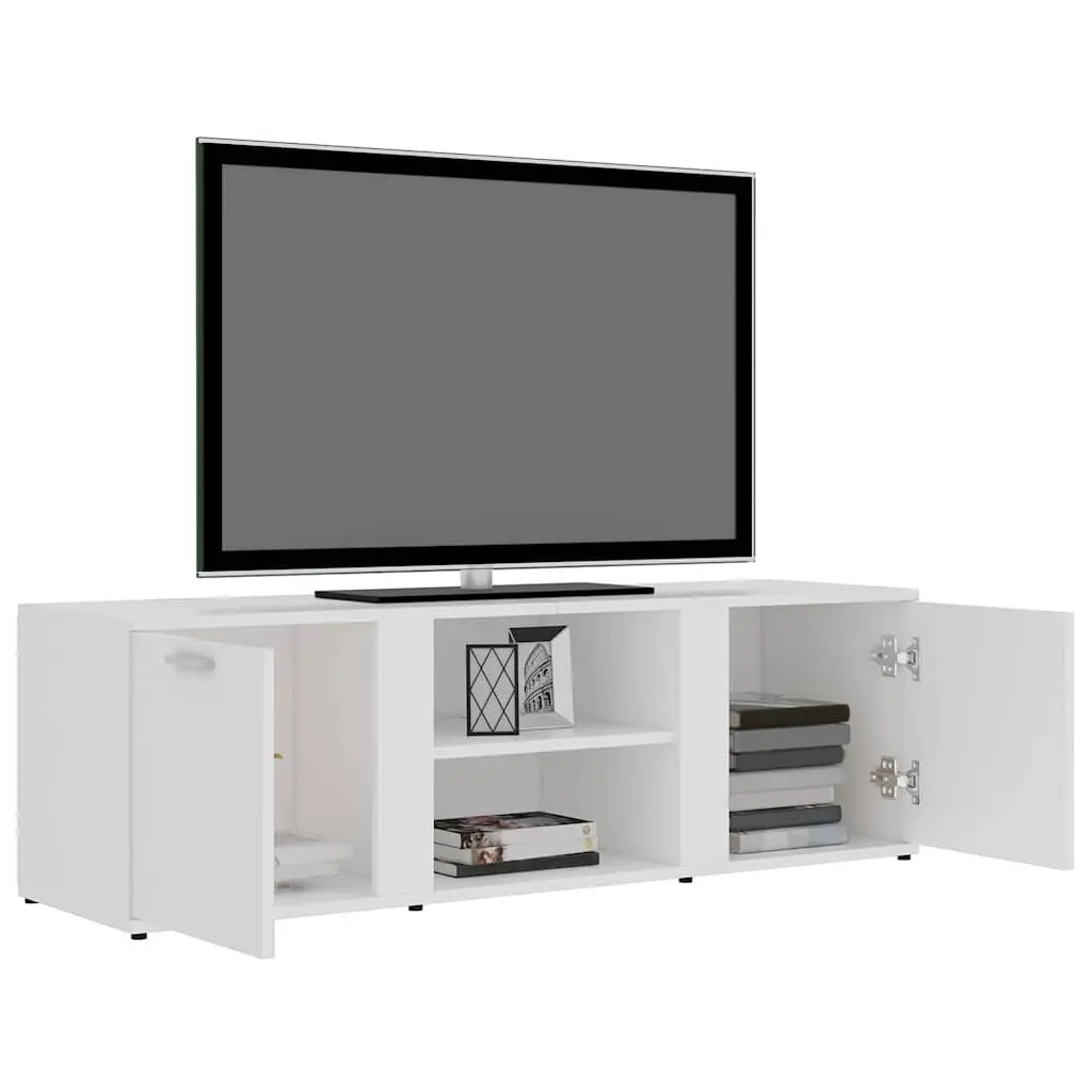 TV Cabinet White 120x34x37 cm with 2 Doors and 2 Open Compartments