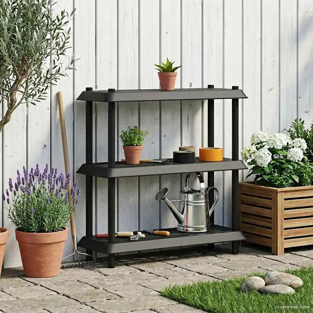 3-Tier Shelving Unit Indoor Outdoor Storage Anthracite 100x40x96cm