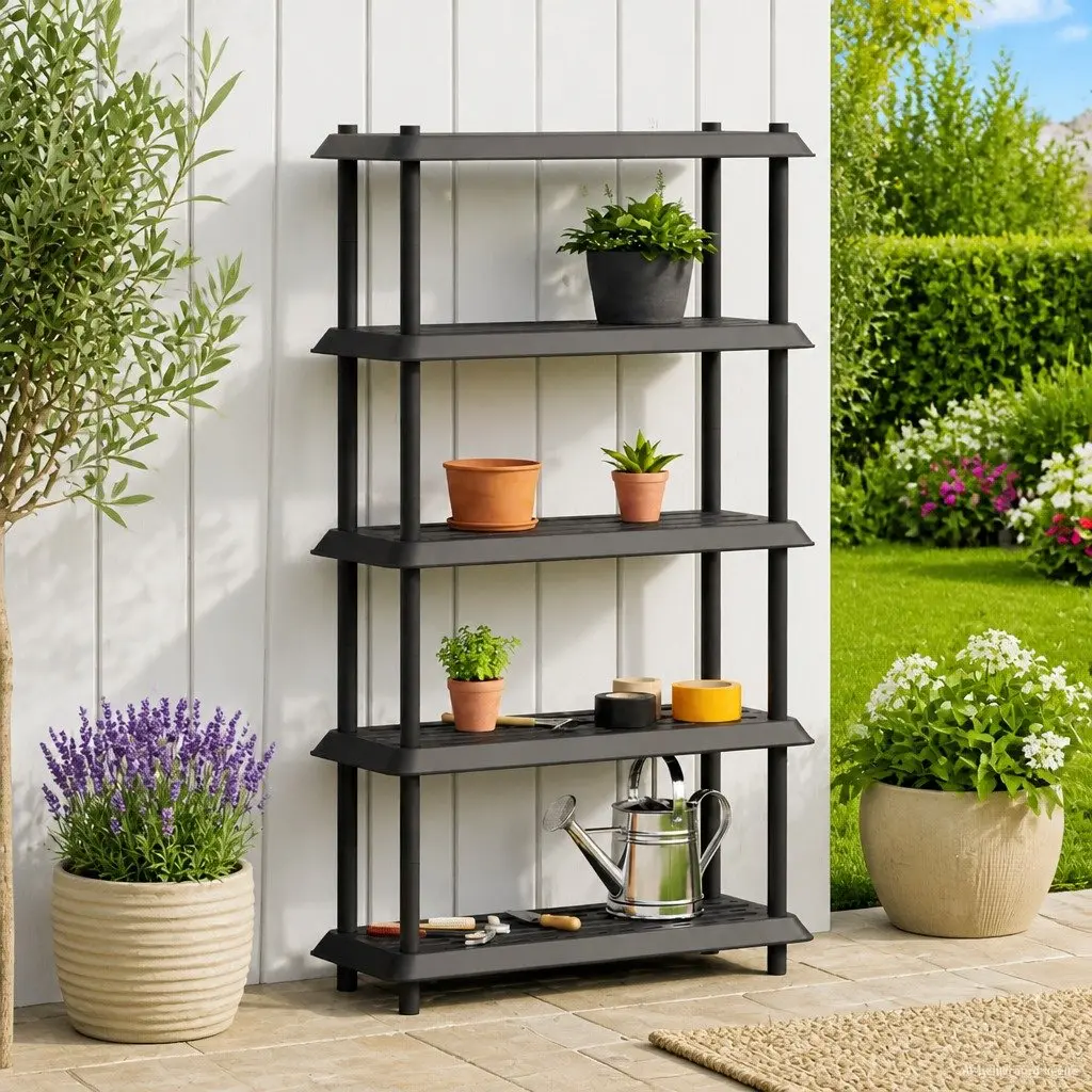 5 Tier Storage Rack Organizer Durable PP Construction Anthracite 100 x 40 x 177 cm
