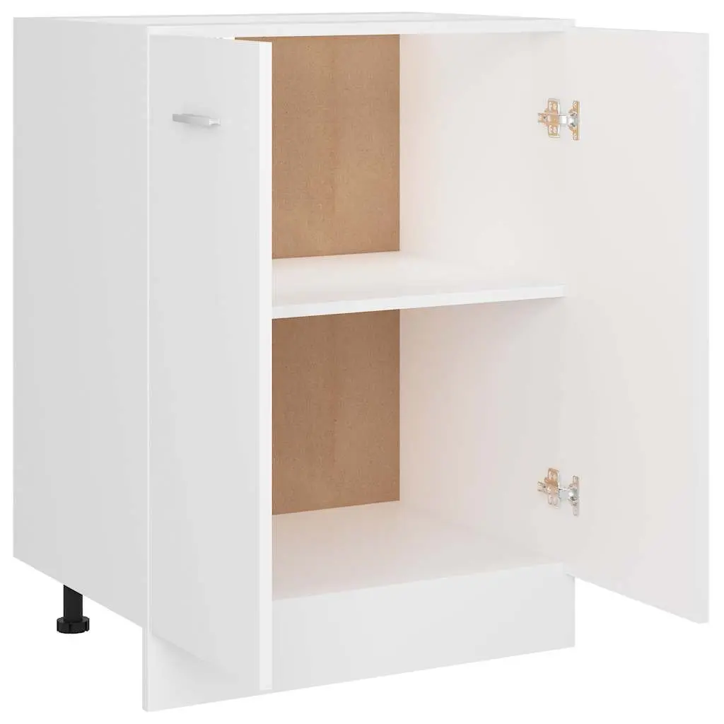 White Kitchen Bottom Cabinet Storage Cupboard with Shelves Doors 60x46x81.5cm